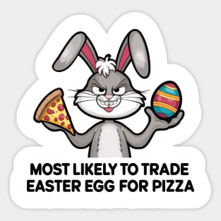 Pizza-Loving Bunny Easter Egg Trade-Off Design Sticker